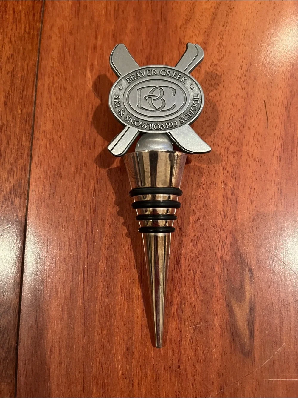 Beaver Creek Ski & Snowboard School Metal Bottle Stopper - Silver
